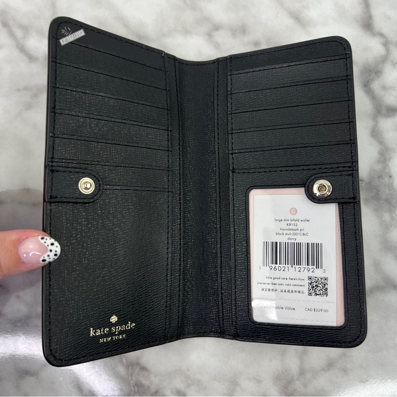 Kate Spade Woven Remi Flap Chain Crossbody & Large Bifold Wallet In Houndstooth - Picture 14 of 15